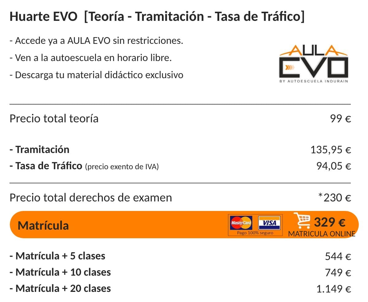 precios autoescuelas huarte