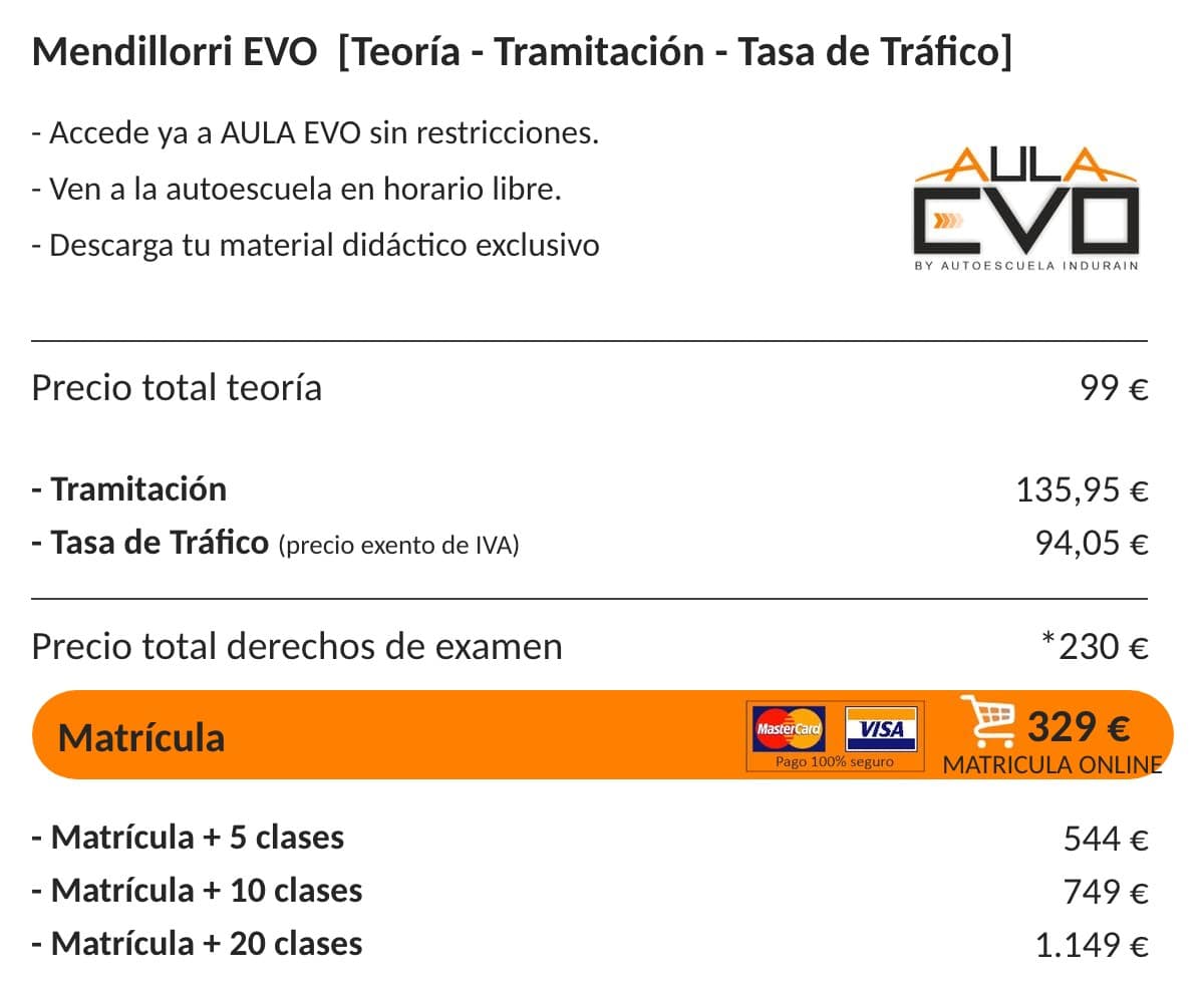precios autoescuelas mendillorri