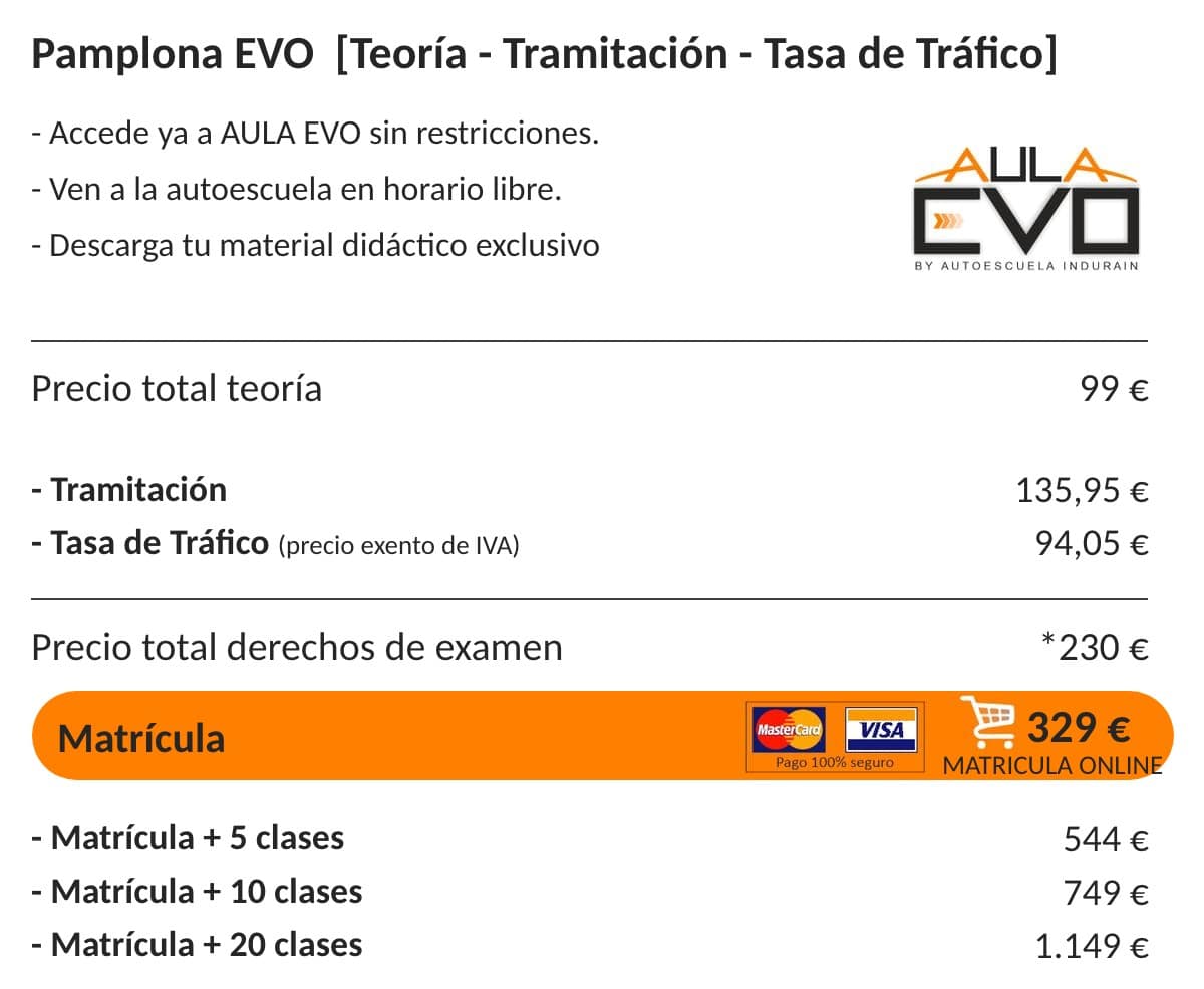 precios examen teorico pamplona